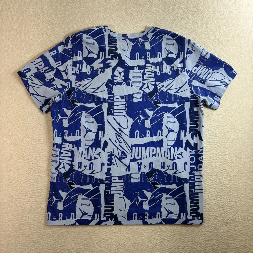 Jordan Flight T Shirt Men L Blue AOP Collage Graphic Jumpman Casual DA9877-469